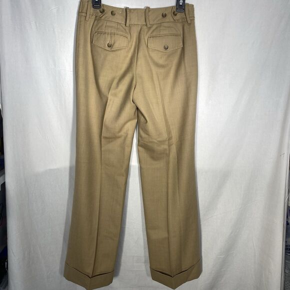 Ann Taylor LOFT Trousers Wool Wide Leg Cuffed Lined Mid Rise Pants Women 2 Beige - Picture 2 of 9